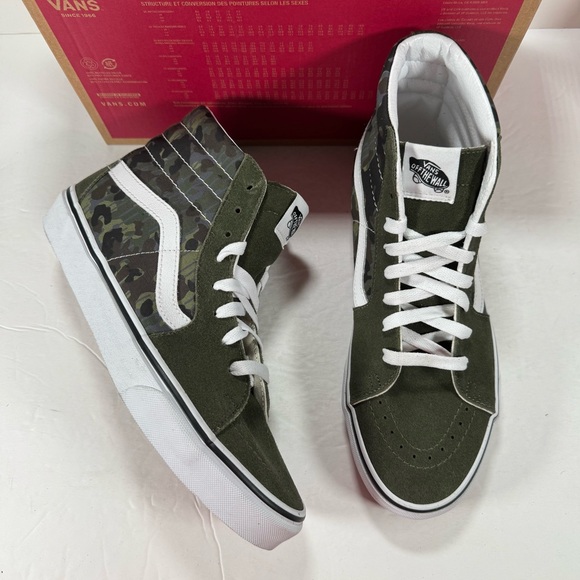 Vans Sk8-Hi Rain Camo Green Multi High Top Sneakers Men Size 8.5 Women Size 10 - Picture 1 of 12